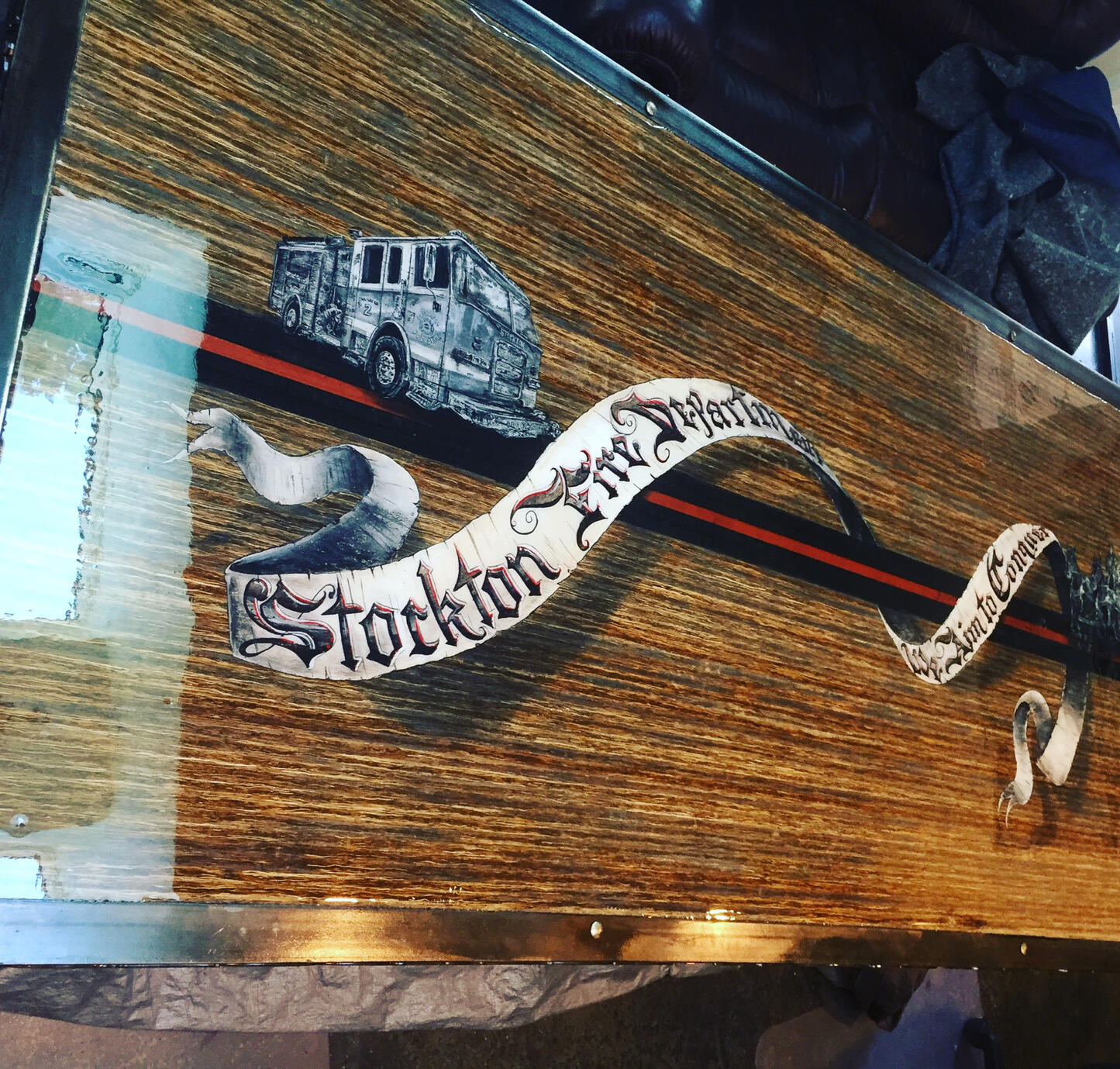 Stockton Fire Table 8'x4' Steel - Plywood strips