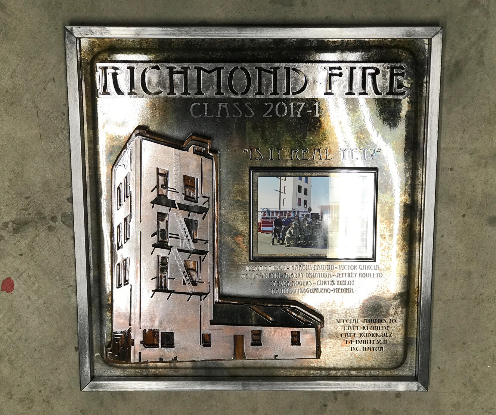 22"x24" steel - patina - wood from training tower